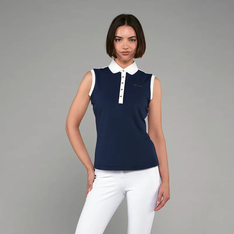 Toggi Haymarket Womens Sleeveless Polo Navy-1